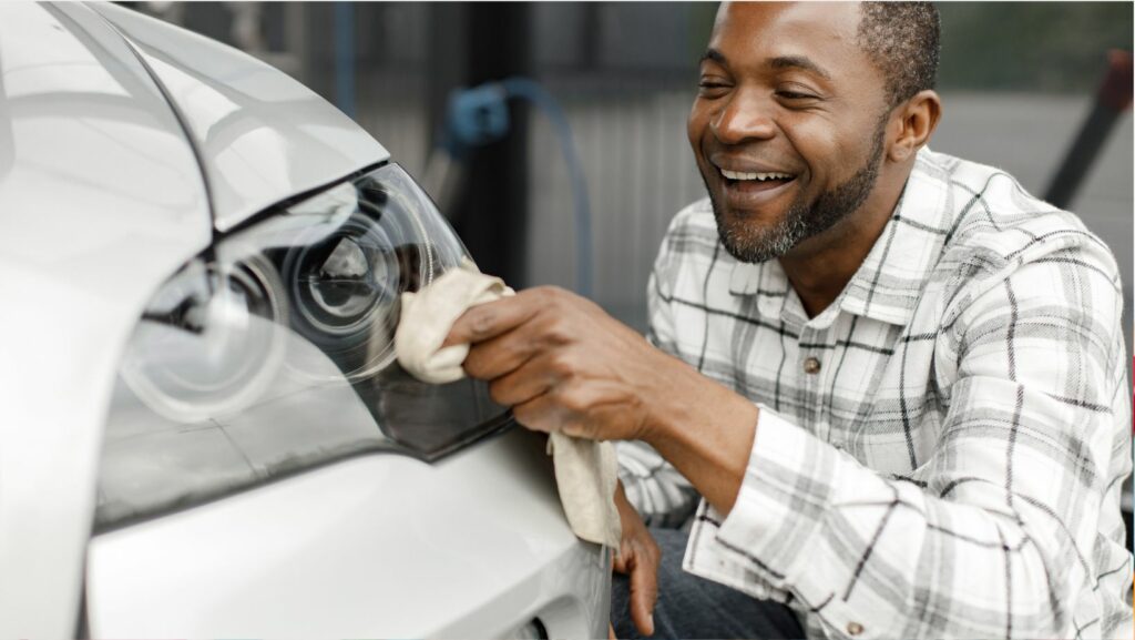 cleaning car headlights